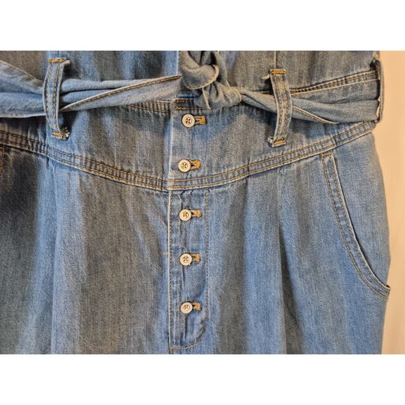 Anthropologie Pilcro Womens Blue Square-Necked Denim Jumpsuit US 8P - Picture 6 of 11